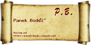 Panek Bodó névjegykártya